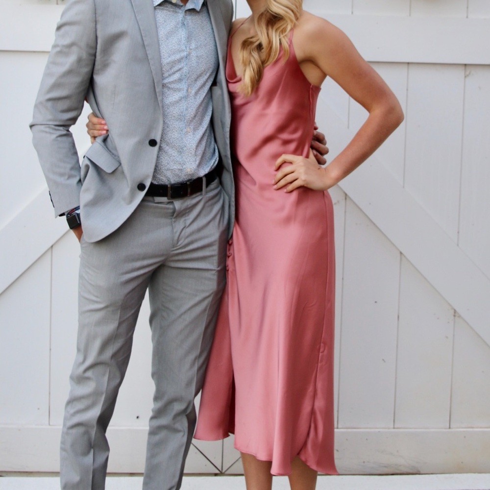 ZARA LIKE NEW Satin Button Cowl neck Midi Dress - Picture 8 of 8